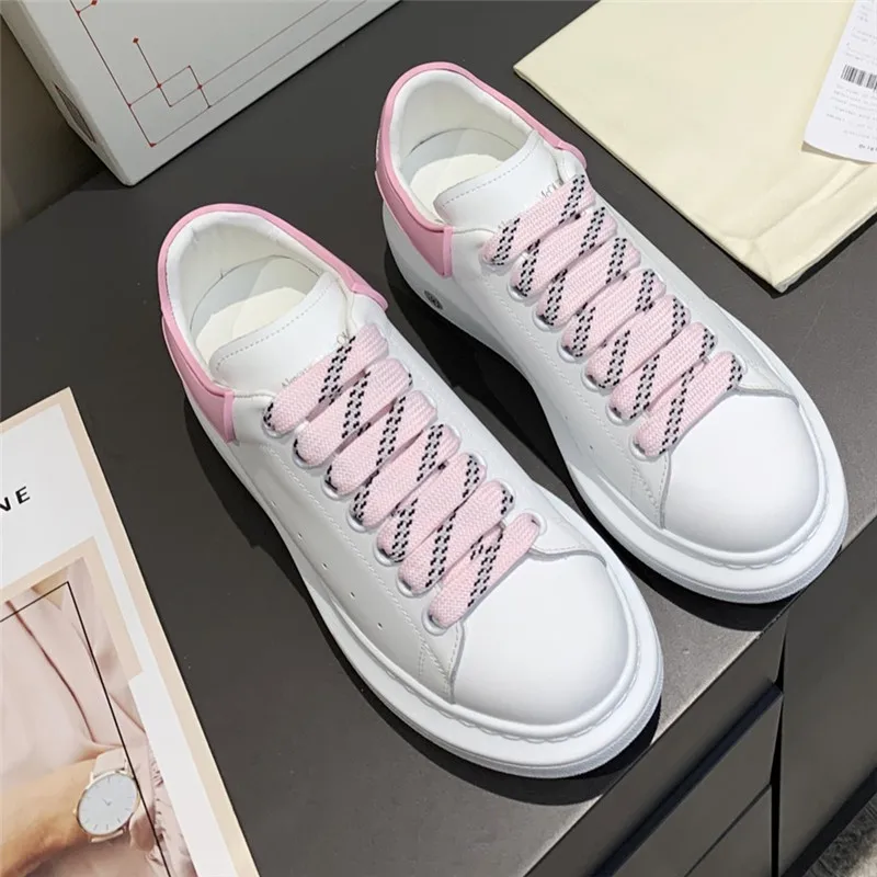 

Genuine Leather Fashion Quality Brand Design Women's Small White Shoes Comfortable Charming Elegant Casual Lace Up Sports Shoes