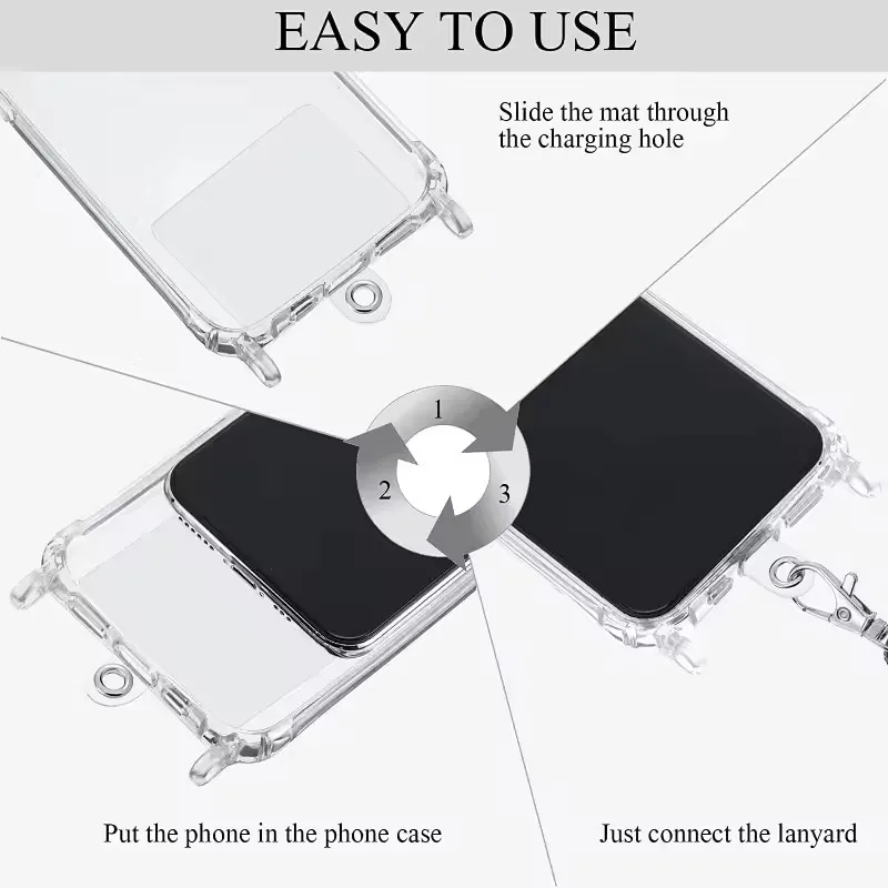 10/5/1Pcs Universal Tpu Mobile Phone Anti-lost Lanyard Card Gasket Nylon Detachable Phone Hanging Cord Strap Patch Tether Pad 4
