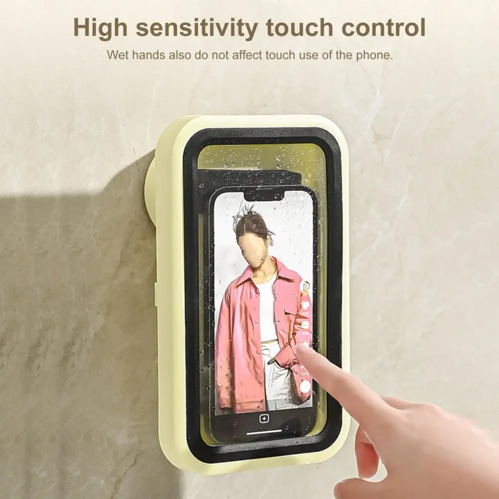 

Waterproof Phone Holder Waterproof Rotatable Shower Phone Holder with Anti-fog Touch Screen Suction Cup Wall Mount for Cellphone