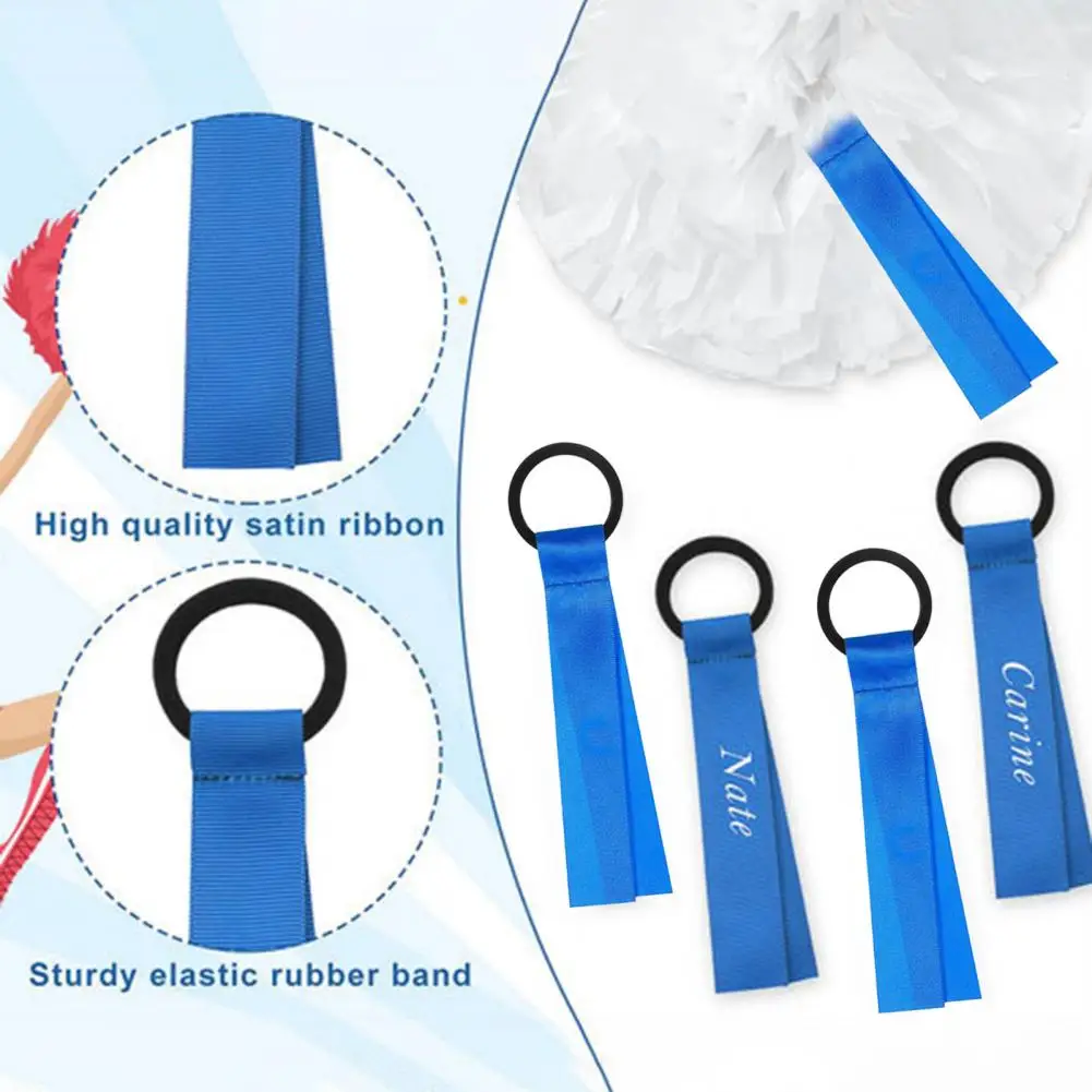 48 Pcs Cheerleader Pom Poms Name Tags Cheerleading Ribbon Labels Cheer Pom Tags for Backpack Keychains Travel Suitcases