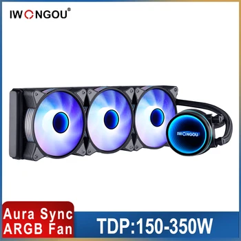 CPU 방열판 선풍기 240mm IWONGOU 4 핀 Argb120mm 프로세서 액체 냉각 PC 수냉기 Am4, 인텔 1700 1200 1151 2011 AMD용