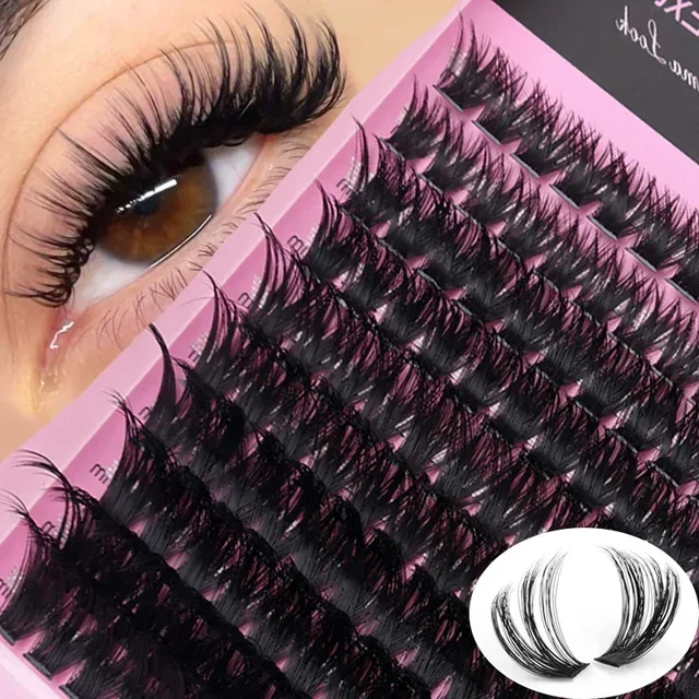 5D Fluffy Thick Lashes Extensions Kit DIY Makeup False Eyelashes Comestic Individual CC Curl Mix Wispy Clusters Tools 10Rows