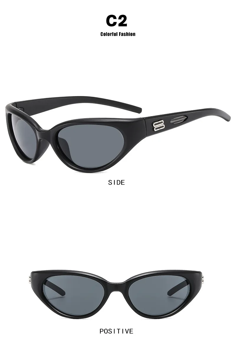 Y2k Cat Eye Sonnenbrille Frauen für Männer Luxusmarke Designer Vintage Sonnenbrille beliebte Punk Hip Hop Regenbogen sexy Farben uv400 – Detail 6