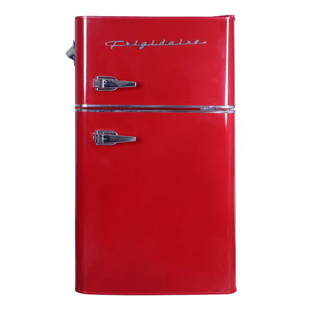 

Холодильник в стиле ретро 3,2 кубических футов, двухдверный компактный холодильник с морозильной камерой, красный