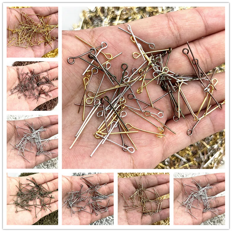 16 18 20 22 24 26 28 30 32mm Eye Head Pins Classic 6 Colors Plated Eye Pins for Jewelry Findings Making DIY Earring Accessories