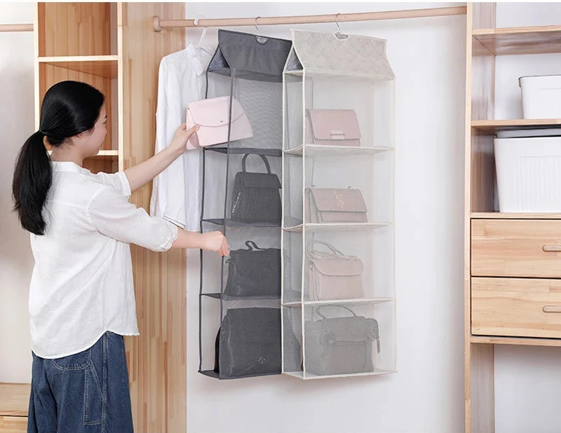 Kleiderschrank, transparente Aufbewahrungstasche, hängende Handtasche, Organizer, diverse Schuhtasche mit Aufhänger, transparente Aufbewahrung – Detail 9