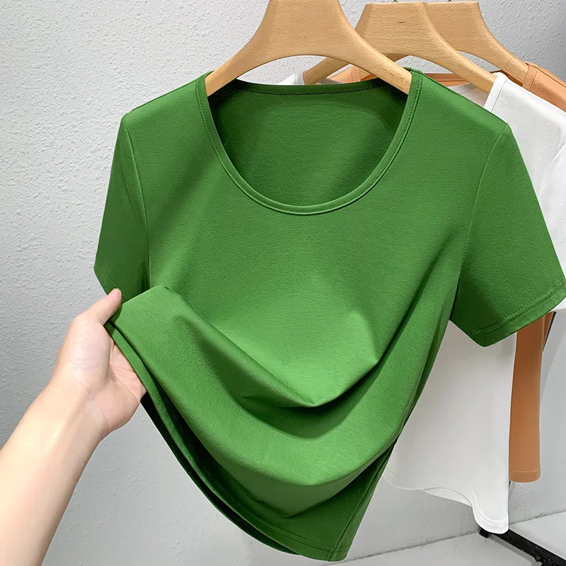 

Высококачественные Женские топы 2024 однотонная весенне-летняя футболка женская изящная одежда пикантный укороченный топ одежда комбинированная блузка Y2k