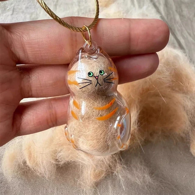 Transparent Cat Hair Storage Box Puppy Hair Keychain Cat Hair Storage Capsule Dog Fur Container Keychain Pets Cat Accessories 2