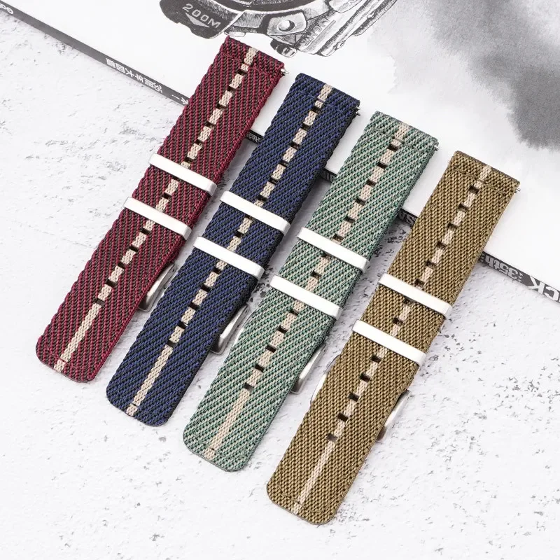Quick Release Nylon Weave Stripe Watch Band, Sport Wrist Bracelet