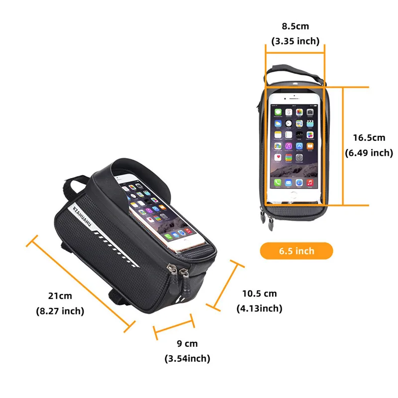 Bicycle Front Beam Bag Front Tube Cycling Bag Waterproof Phone Case Holder Touchscreen Saddle Accessories