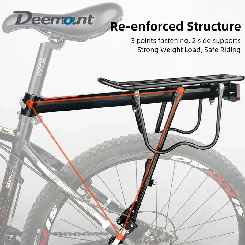 Bicycle Luggage Carrier Cargo Rear Rack Shelf Cycling Bag Stand Holder Trunk Fit 20-29'' Mtb & 4.0'' Fat Bike