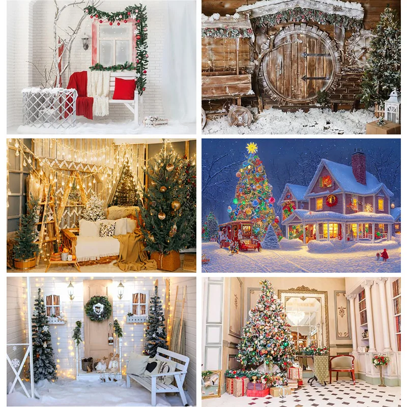 

SHUOZHIKE Christmas Tree Theme Photography Background Children Portrait Backdrops For Photo Studio Props SDJ-02