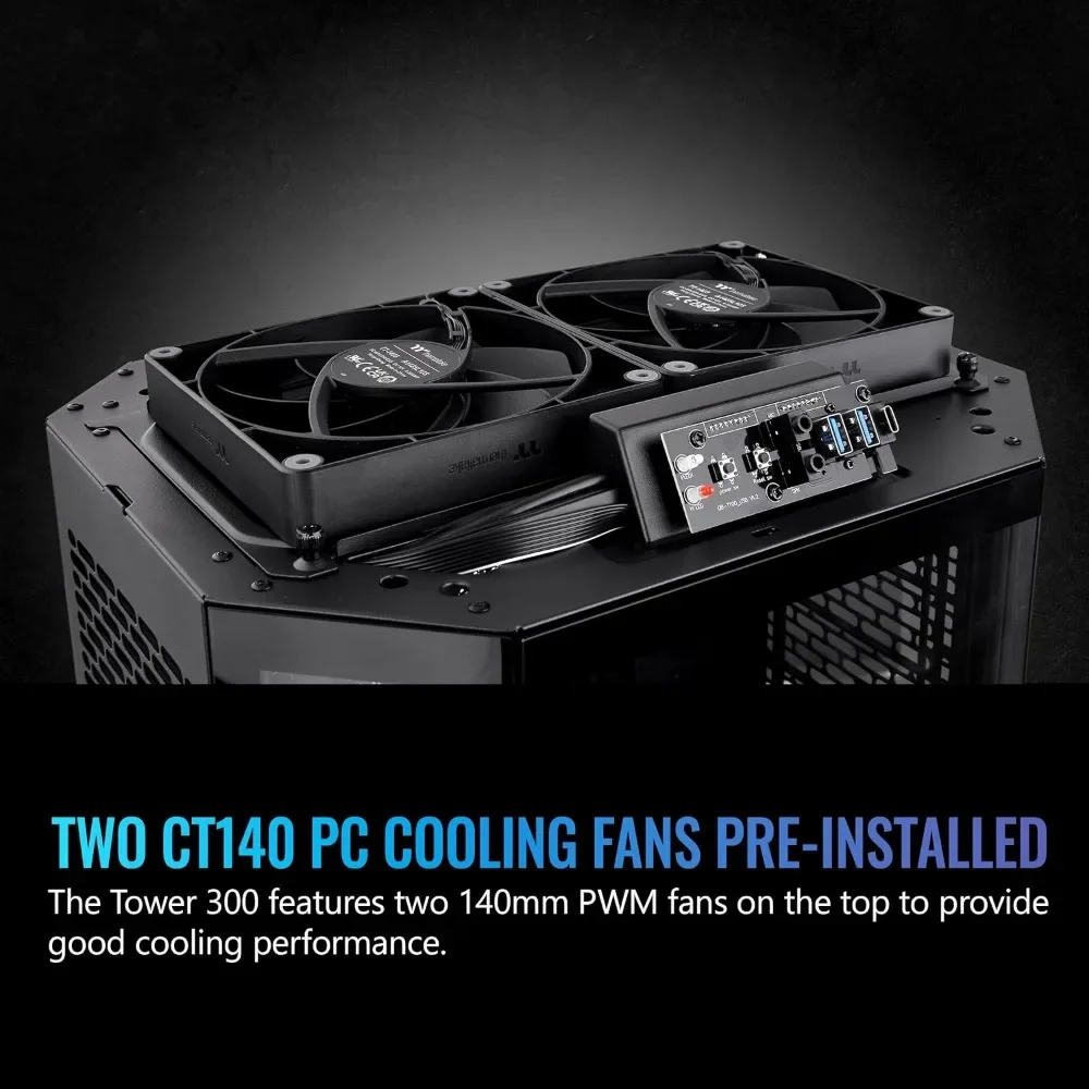 300 Black Micro-ATX Case; 2x140mm CT Fan Included; Support Up To 420mm Radiator; CA-1Y4-00S1WN-00
