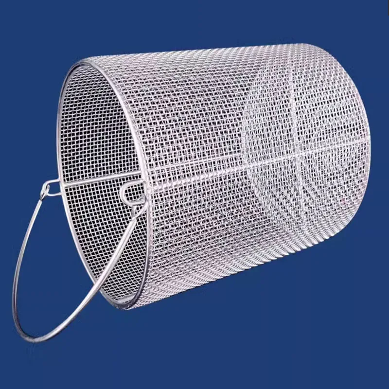 OD.30x30cm SS304 stainless steel metal parts cleaning net dryer basket strainer box extra ear with handle ultrasonic cleaner