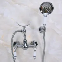 ชุดก๊อกน้ำฝักบัวอาบน้ำก๊อกน้ำในห้องน้ำโครเมี่ยมขัดเงาติดผนัง 1