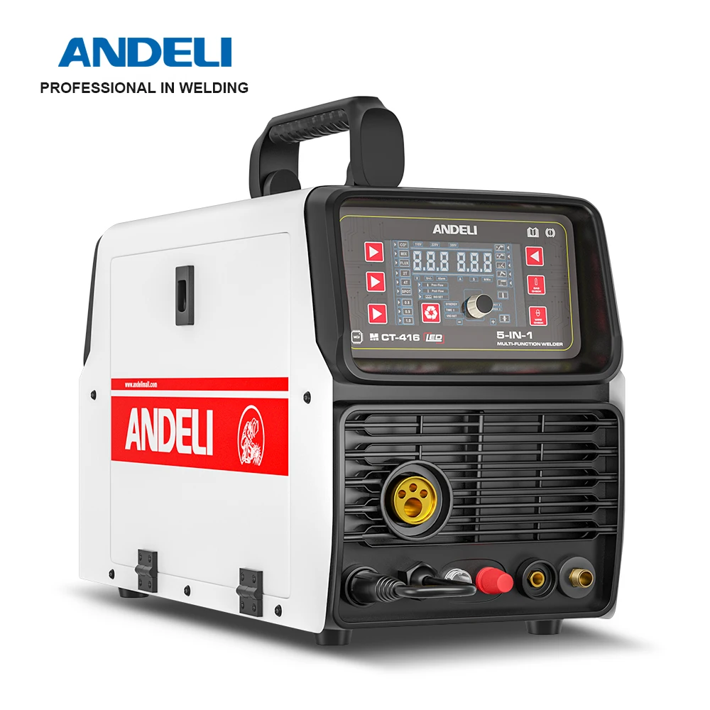 ANDELI MCT-416 Welder MIG CUT LIFT TIG MMA Multifunction LCD Welding Machine Synergy MIG Gasless & Gas Weld Non-HF Plasma Cutter