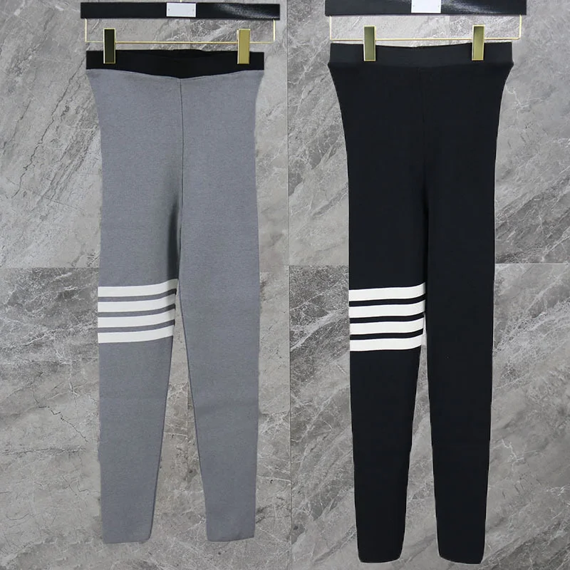 

THOM 2023 Fashion TB Brand Leggings Women Stretch Pants Casual Striped High Waist Pantihose Ankle-Length Cotton Elasticity Pants