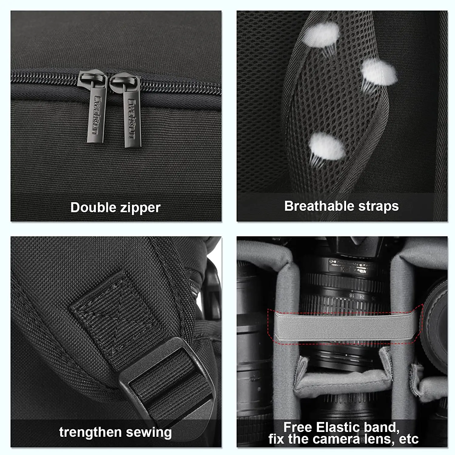 CADeN DSLR 카메라 백팩 전문 방수 대용량 가방, 디지털 카메라 렌즈 노트북용, 니콘 캐논 용