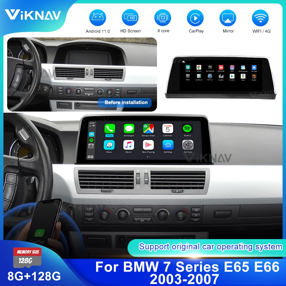

Android 13.0 Auto For BMW 7 Series E65 E66 2003-2007 Car Radio Touch Screen 8 Core 128GB Wireless CarPlay Stereo Head Unit GPS