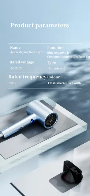 Luz azul Ion cabelo cuidados secador, alta potência temperatura constante  inteligente, cabeleireiro de casa, dedicado a hotéis, novo - AliExpress