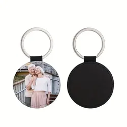 Personalised Photo Keychain - Custom PU Leather Keyring with Sublimation Printing (Round)