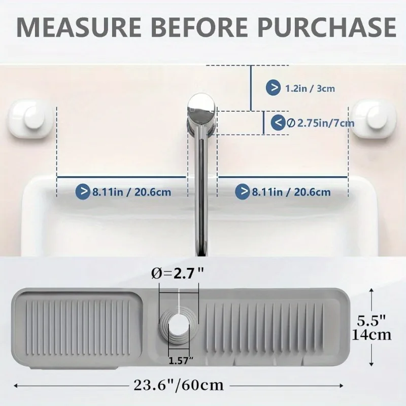 Silicone Sink Splash Guard and Drain Mat with Integrated Drip Catcher Tray for Kitchen and Bathroom Use  Countertop Protector