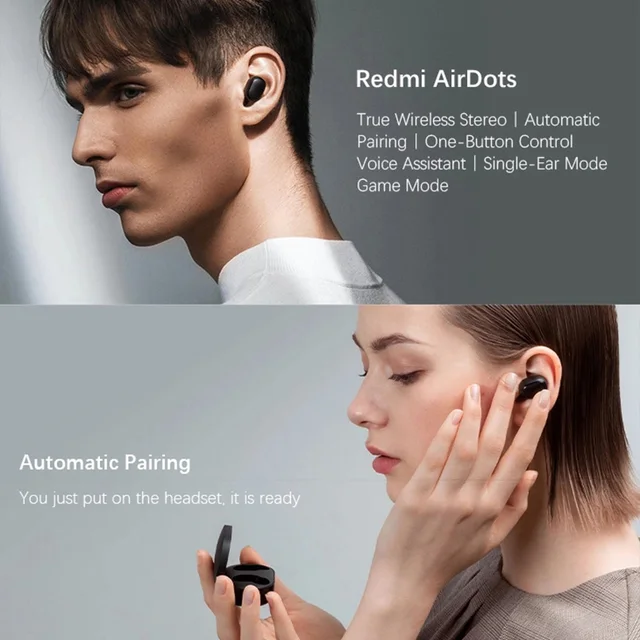 Original Xiaomi Redmi Airdots 2 Fone Bluetooth Earphones Wireless Bluetooth Headset by Mic Wireless Headphones Airdots 2 Earbuds 3
