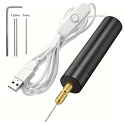 Compact USB Rechargeable Electric Drill for Crafting and Engraving (1 Set)