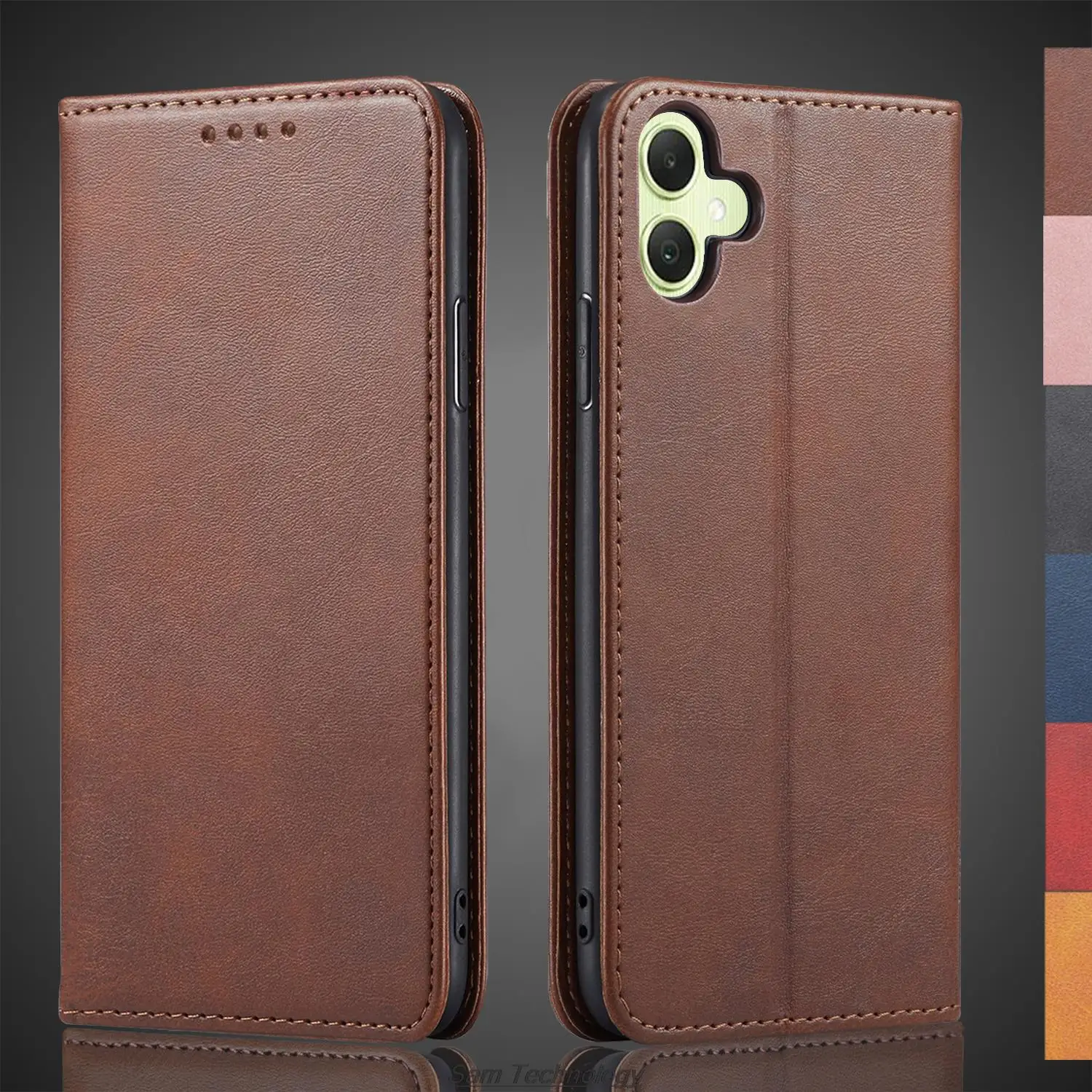 삼성 갤럭시 A05 용 마그네틱 어트랙션 가죽 케이스, 홀스터 플립 커버 케이스..