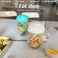 Portable Bottle Salad Container Bottle-Shaped Bento Oat Bowl for Lunch Salad Box with Fork Salad Bowl Fruit Oat Yogurt Cup 2