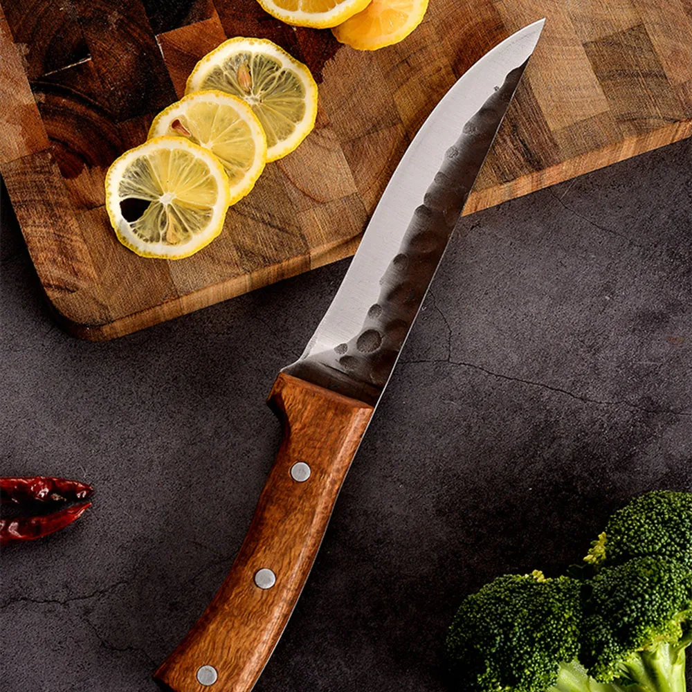 

Cleaver Forged Hunting Knife Stainless Steel Butcher Kitchen Utensils Camping Fishing Survival Full Tang Rosewood Handle Knife