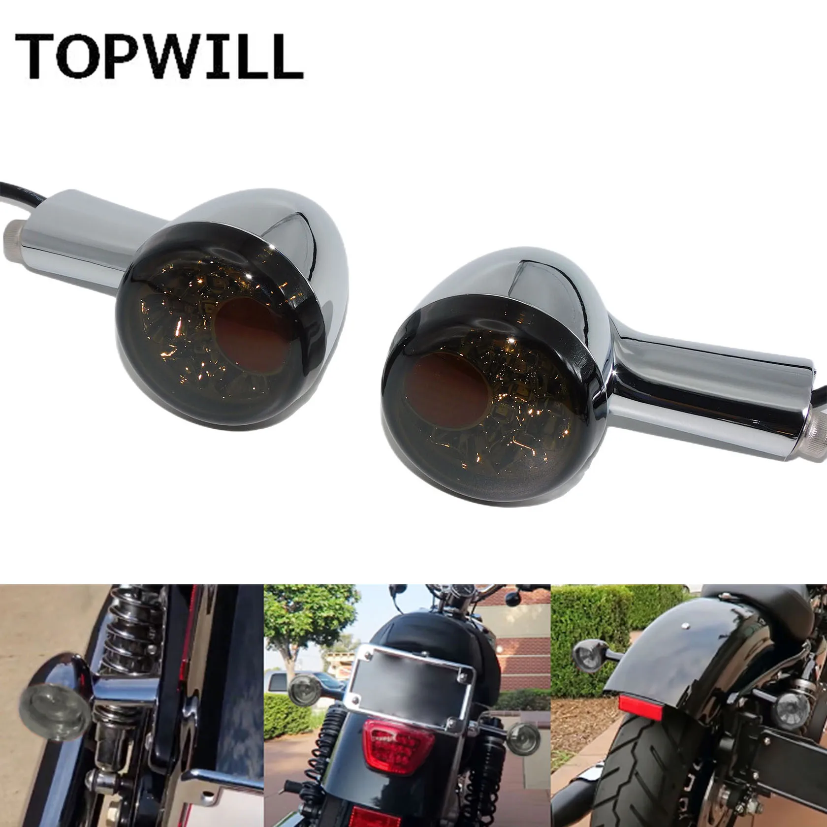 Motorcycle 2pcs Rear Turn Signals Indicators LED Brake Lights Aluminum For Harley Sportster