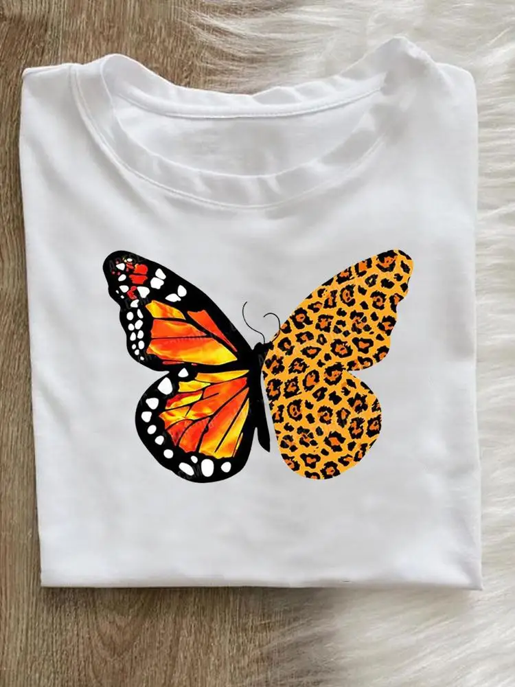 

Leopard Flower Cute Trend Women Fashion Clothing T-shirt Short Sleeve Summer Tee Print Clothes Graphic T Shirt Female Top