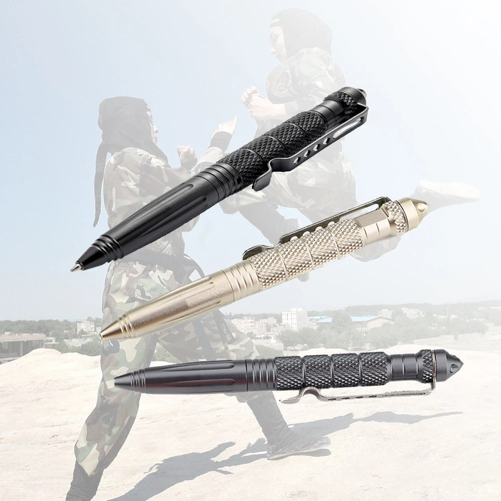 2 PCS Defence Tactical Pen Aviation Aluminum Anti-skid Military Tactical Pen Glass Breaker Pens Selfe Defence EDC Outdoor Tools
