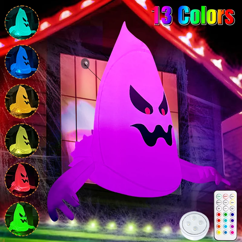

Giant Halloween Inflatable Ghost Remote Control Horror Window Ghost 13Color Glowing Balloon Halloween Party Outdoor Garden Decor