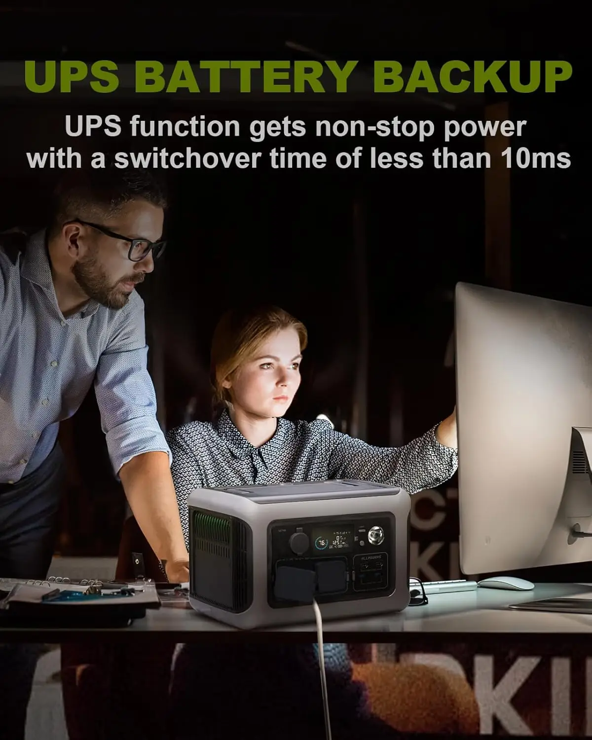 299Wh 600W Portable Power Station R600, LiFePO4 Battery Backup with UPS Function, 1 Hour to Full 400W Input