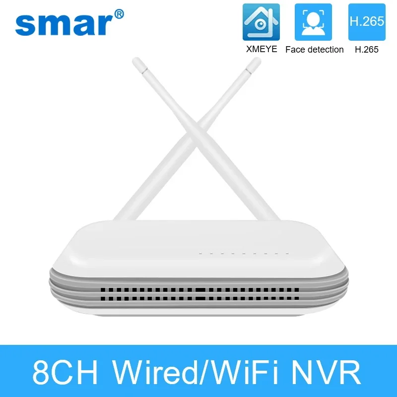 

SMAR NEW WIFI NVR 8CH CCTV NVR for 5MP/3MP IP Camera Face Detect Network Video Recorder H.265 P2P Video Surveillance System