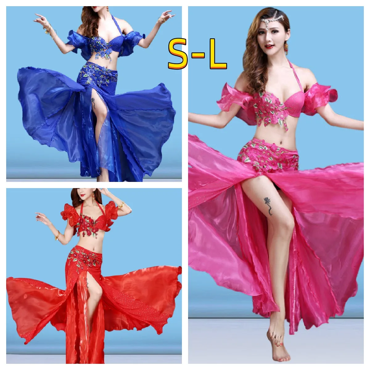 

New 3pcs/set Belly Dance Costume Womens Belly Dancing Costume Sets Tribal Bollywood Costume Indian Dress Bellydance Dress