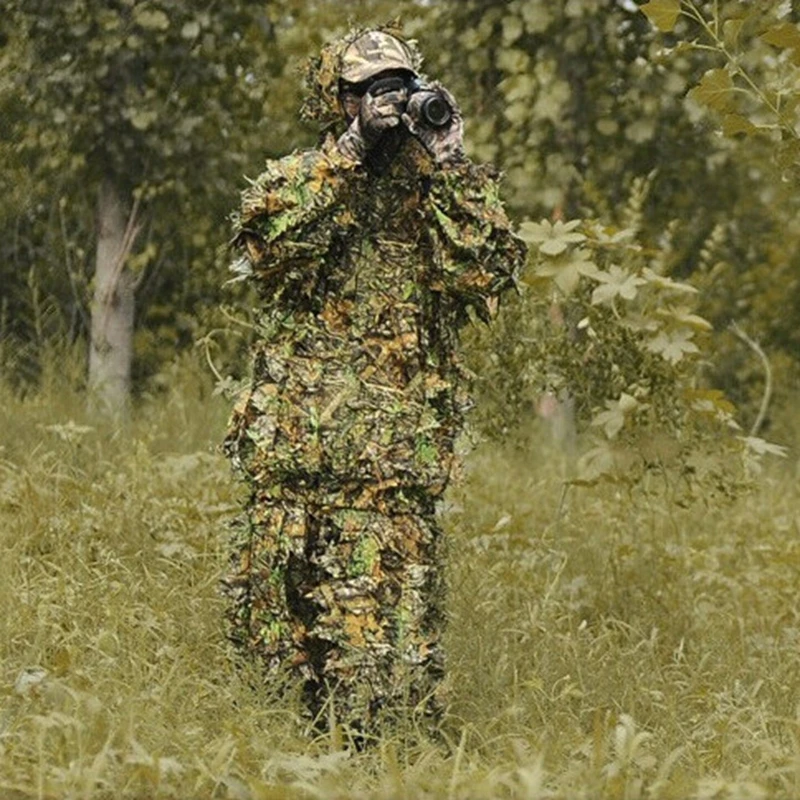 CS 3D Leaf Yowie Sniper Ghillie Suit Jungle Cap Camouflage Gloves Lightweight Breathable Hunting Clothes for Bird Watching tactical suit ghillie suit combat uniform