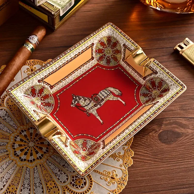 

Luxury Cigar Ashtray Top Grade Porcelain Household Decoration Cigarrate Holder Tray For Cigar