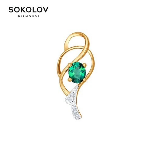 Sokolov – pendentif en or avec diamants et émeraude, bijoux à la mode, pour  femmes et hommes, pendentifs pour le cou, 585 | AliExpress