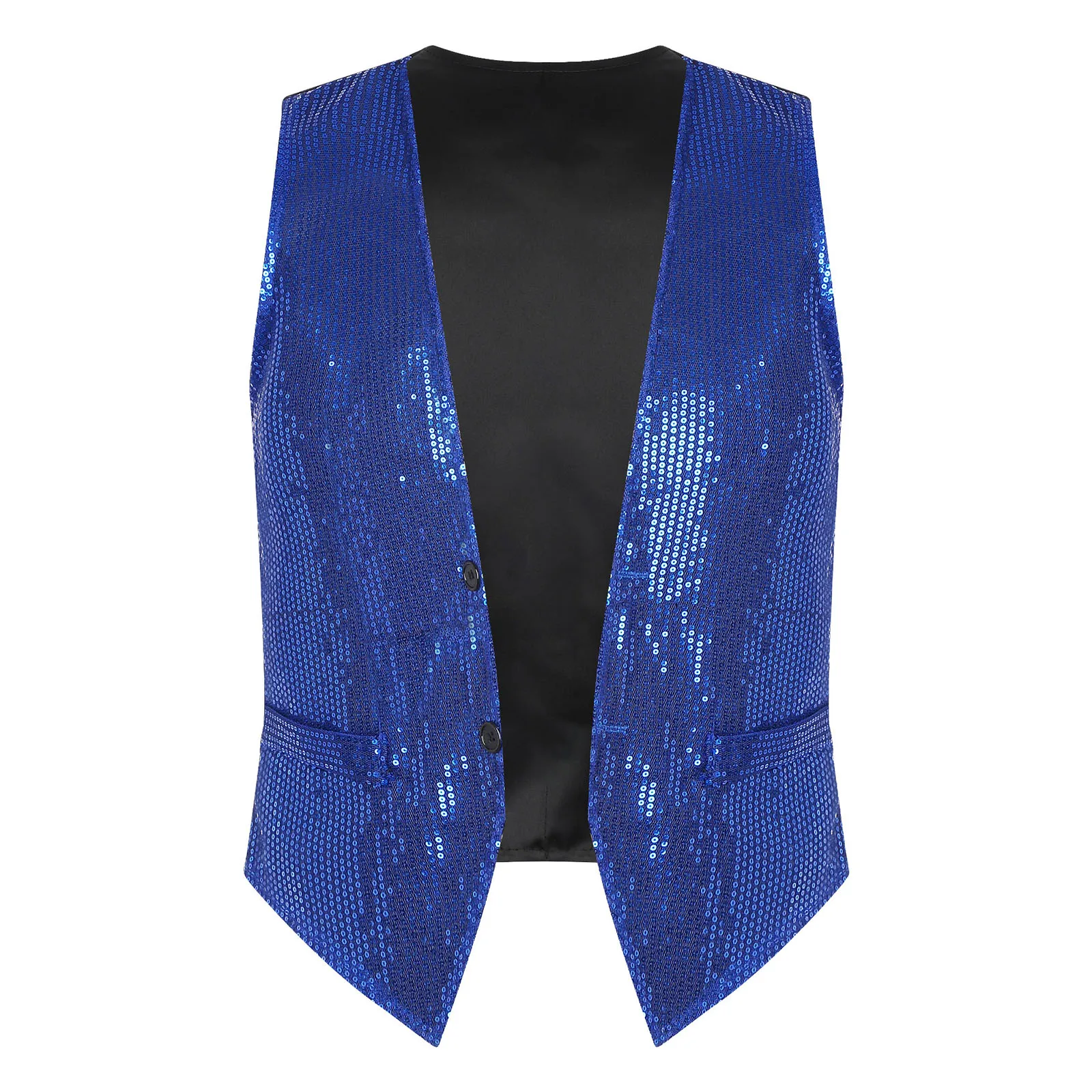 Mens Sparkling Sequins Vests Fashion Mans Sleeveless Waistcoat for Jazz Hip-hop Rave Dance Party Clubwear Performance Costume 4