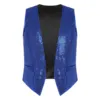Mens Sparkling Sequins Vests Fashion Mans Sleeveless Waistcoat for Jazz Hip-hop Rave Dance Party Clubwear Performance Costume 4