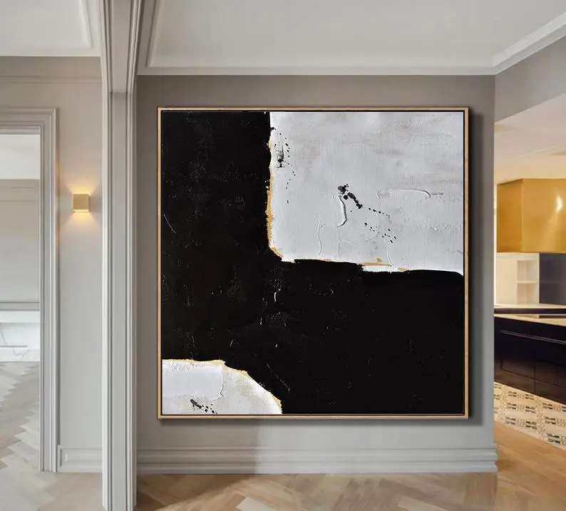 

Black and White Abstract Painting Minimalist Art,Modern Wall Art Decor Original Textured Painting abstract oil painting,abstract