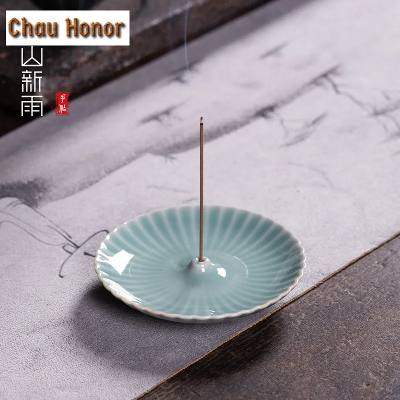 Creative Longquan Celadon Sticks Incense Holder Plum Green Incense Waterfall Incense Burners Aromatherapy Censer Teaware Crafts