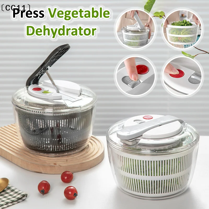 Multi-Function Manual Salad Spinner and Vegetable Dryer with Absorbent Basket