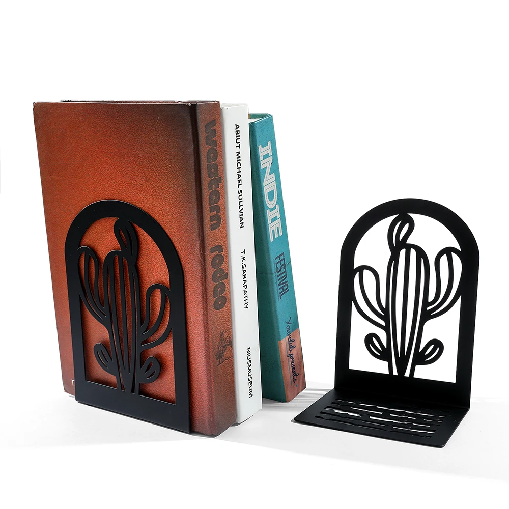 Cacti Book Ends Heavy Duty Metal Bookends Office Desktop Home Bookshelf for Book Lovers Office supplies Book Rack 3
