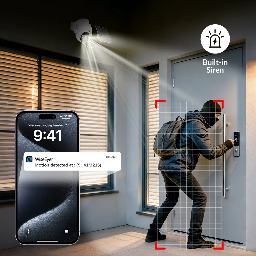 XVIM 4MP Solar Camera Outdoor Wireless WiFi PTZ Security Camera Solar Battery Powered Surveillance Protection HD Video Monitor 5