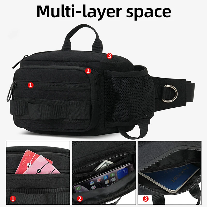 Outdoor Sports Chest Bag Multifunctional Water Bottle Fanny Pack Large Capacity Running Hiking Camping Waist Packs Fishing Bags 5