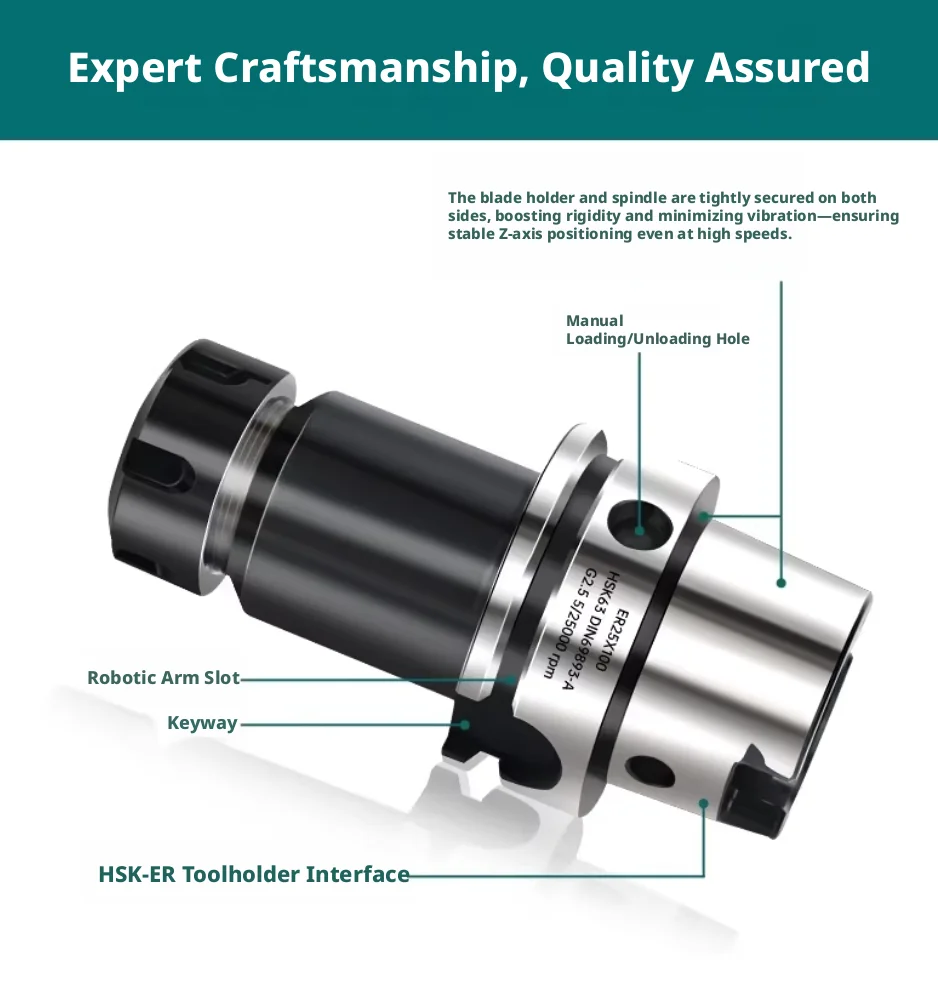 HSK63A ER16 ER20 ER25 ER32 정밀도 0.002mm 밸런싱 속도 G2.5 40000RPM 고속 CNC 툴 홀더 HSK 63 ER 밀링 척